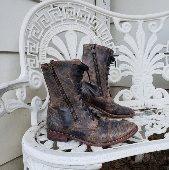Bed Stu Combat Boots Distressed Brown Sabre 7 - Picture 4 of 8